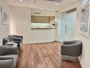 Inside seating area of office